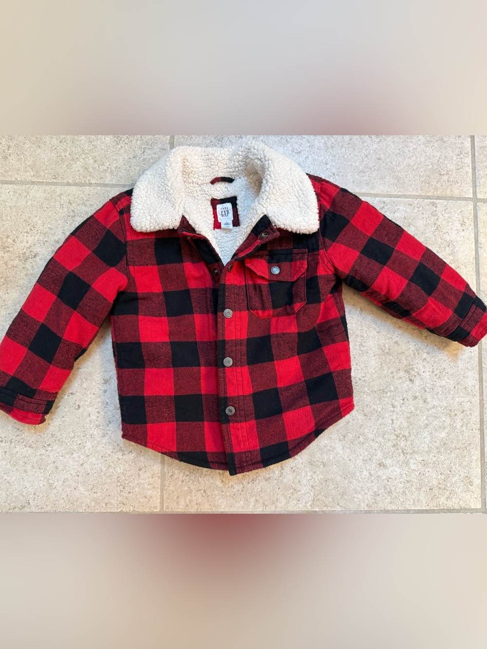 Like New Baby Gap Toddler Sherpa Lined Flannel Fleece 2T